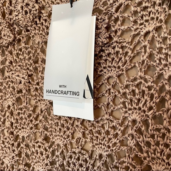 NWT Zara Tan Handcrafted Crochet Maxi Dress - Picture 4 of 6
